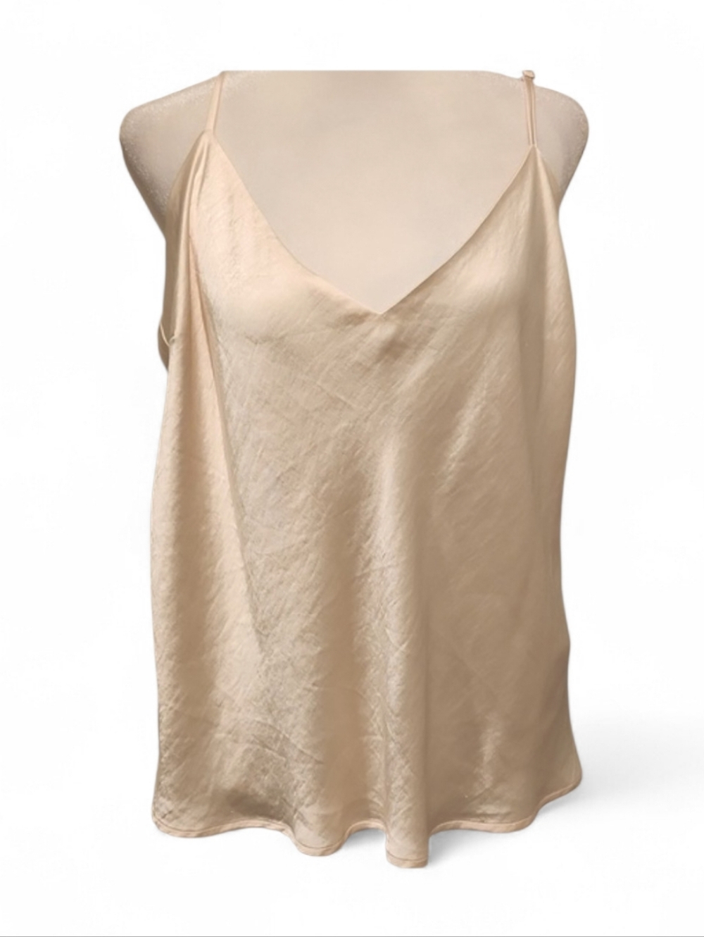NWT- GOOD AMERICAN Cream Speghetti Strap Lined Satin Top- Size XL